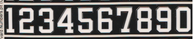 1" (Block Style #2) White outlined in Black Rear Player number